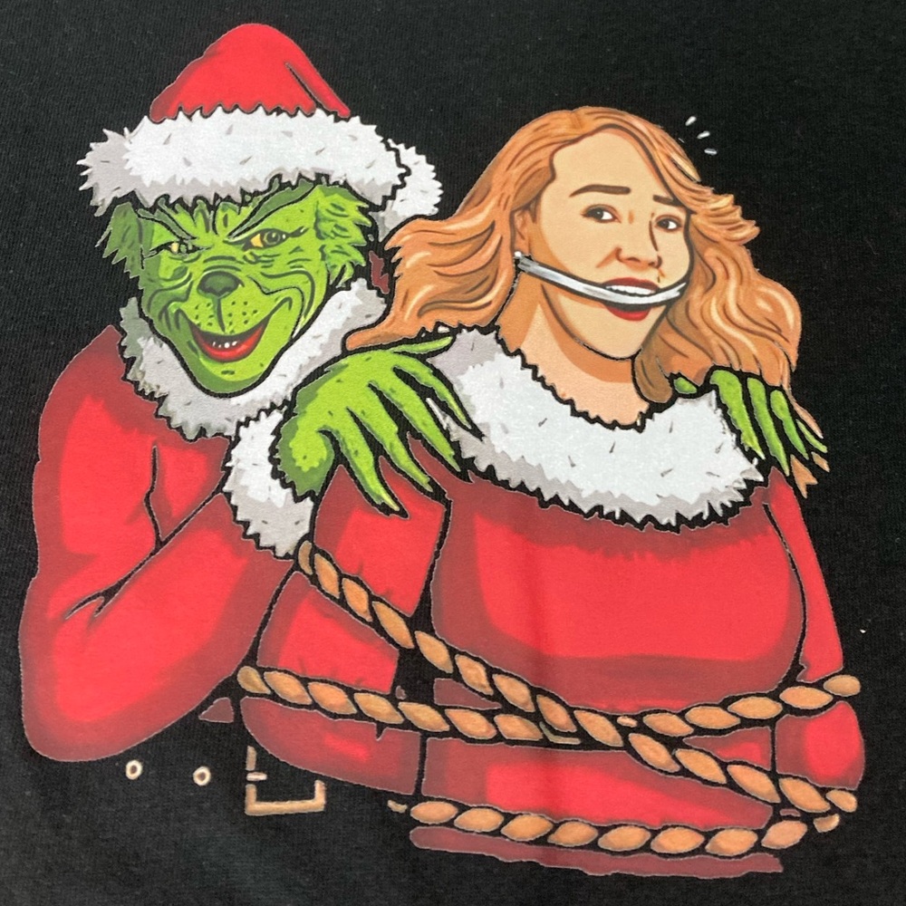 Grinch | Mariah Carey Be Quiet Shut Up Christmas Men’s Black Tee NWT